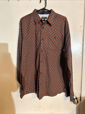 RANK-45 Men's Geometric Cotton Shirt Size Medium